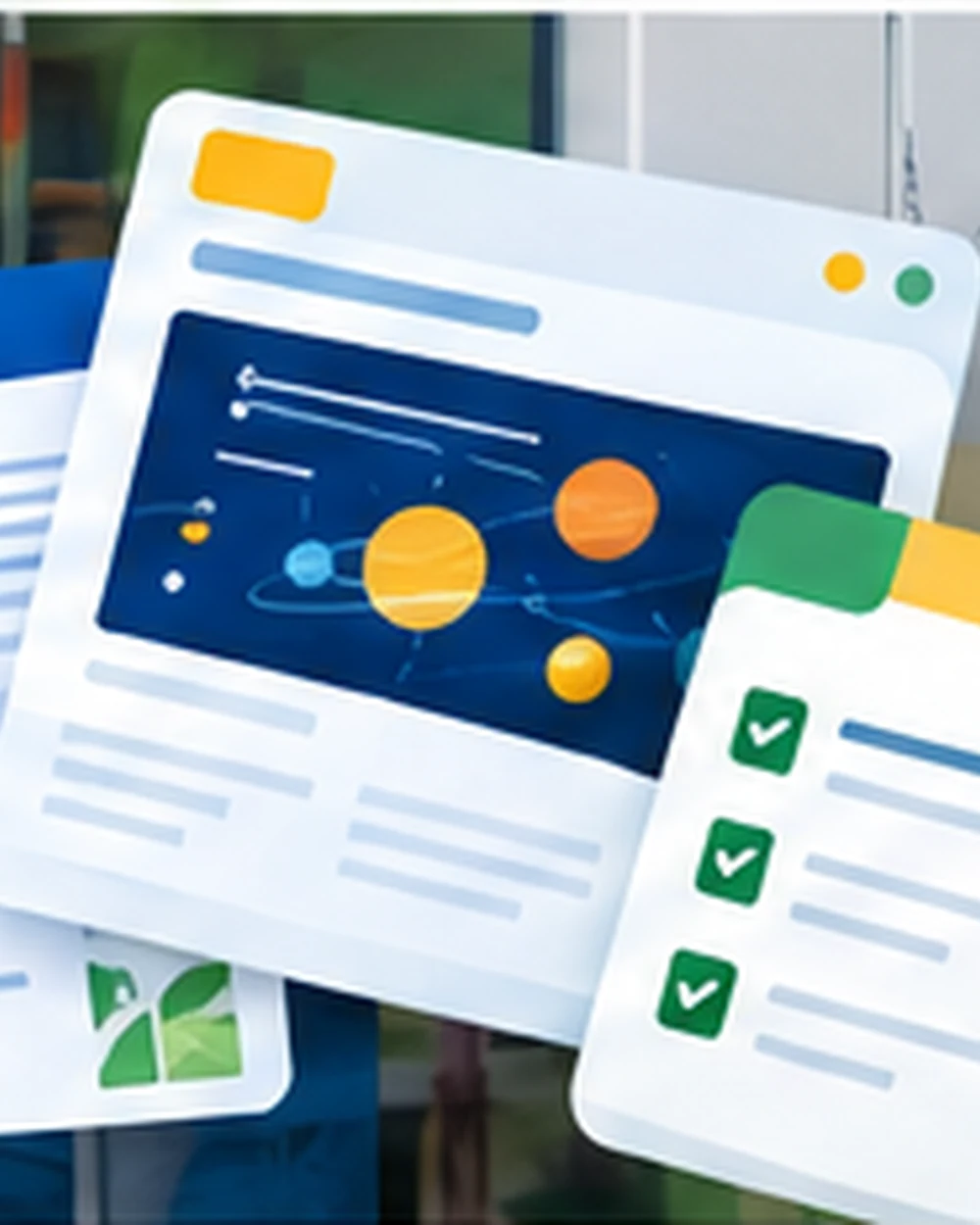 Layered lesson plan, presentation and worksheet cards